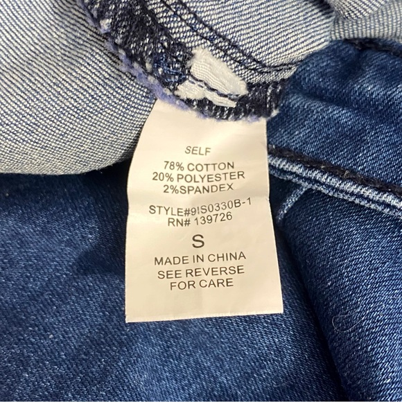 WILD HONEY button front pockets cotton polyester blend denim jean mini skirt S - Picture 4 of 5